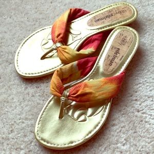 Libby. Edelman orange and gold sandals